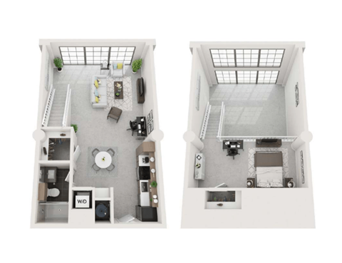 Floor plan for 1 bed, 1 bath, 900 sqft